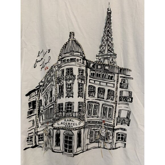 Karl Lagerfeld Women’s Medium Shirt Love From Paris White - Picture 4 of 6